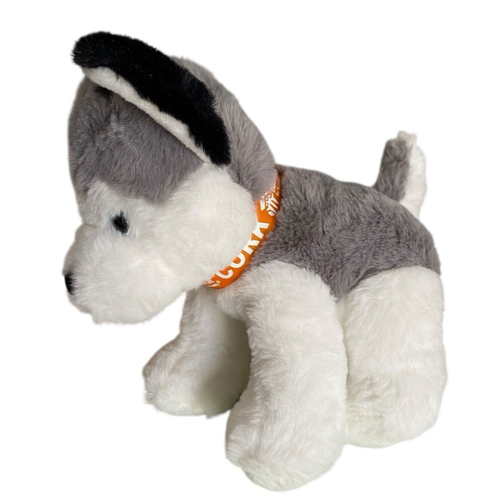 HABITAT FOR HUMANITY Cork Husky Puppy Dog Plush Gray White Stuffed
